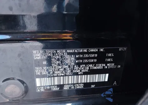 2021 Toyota Rav4 Adventure from USA, damaged, VIN 2T3J1RFV8MW219542